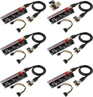 MZHOU 6PACK PCI-E 1X to 16X V009S-PLUS Riser Card with 7 PCI-E 1X Plug-in Adapter Card with 24in USB 3.0 Extension Cable for Bitcoin Crypto Mining Ethereum Mining(6 Pack)