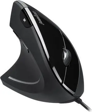 Perixx Perimice-513L Wired Vertical Ergonomic Mouse with 2 DPI, 6 Button Optical Ergo Mouse with 2 Level DPI Switch 1000 1600, Left Handed, black