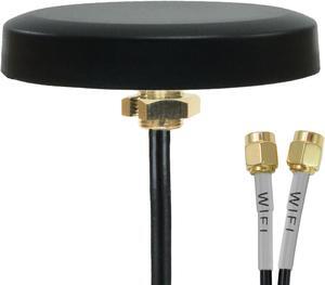 Proxicast Ultra Low Profile Indoor/Outdoor Omni Directional MIMO WiFi Antenna - Dual Band/Triple Band 2.4/5.8/6 GHz WiFi Puck - Through Hole Screw Mount - 3 ft Coax Lead w/RP-SMA (ANT-132-S02)