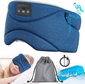 Bluetooth Sleep Mask with 24 White Noise, Ultra-Thin Speaker Cold Pack Blockout Bluetooth Eye Mask Sleep Headphones for Side Sleepers, Airplane, Travel, Cool Gadgets for Women Man (Blue)