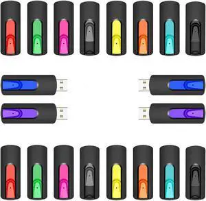 RAOYI 20Pcs 4GB USB Flash Drives Slide Retractable Memory Stick Bulk USB 2.0 Thumb Drive Jump Drive Zip Drive USB Sticks Data Storage Backup for PC Mac (4G, 10 Mixed Color)