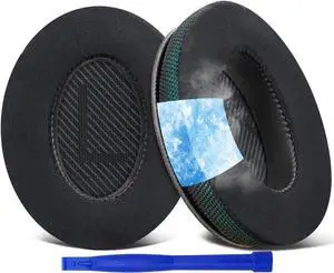 SoloWIT Cooling-Gel Replacement Ear Pads for Bose QuietComfort 35 (QC35) and Quiet Comfort 35 II (QC35 II) Over-Ear Headphones, Earpads Cushions with Ice Silk Fabric - Dark Green