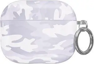 Velvet Caviar AirPods 3rd Generation Case Cute Protective Cover - Compatible with Apple AirPods 3 Case for Women with Keychain - 2021 Gen 3 (White Camo)