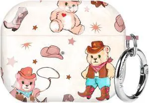 Velvet Caviar Compatible with AirPods 3rd Generation Case with Keychain - Cute Protective Hard Cover - AirPod 3 Case - Western Cowboy Teddy Bear