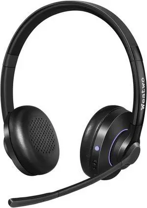 Bluetooth Headset with CVC8.0 Dual Mic Noise Cancelling, Bluetooth Headphone Class 1 V5.1 Wired/Wireless Headset for Cell Phone PC Teams Zoom Home Office, 30H+ Talk Time, Comfort Fit