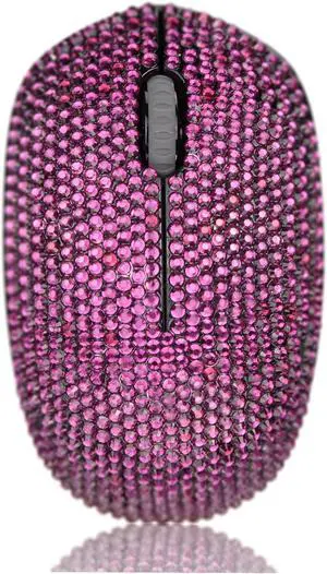 Bling Dazzling 2.4GHz Wireless Silent Mouse Covered with Rhinestone Crystal, Crystallized Mouse with USB Receiver, Compatible with Notebook, PC, Laptop, Computer, MacBook,Great Gift (Light Purple)
