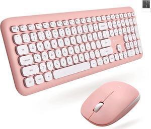 X9 Pink Keyboard and Mouse Wireless | Cute Wireless Keyboard and Mouse Combo - Transform Your Space with a Colorful Keyboard and Mouse Set for PC Laptop and Chrome (Pink/White)