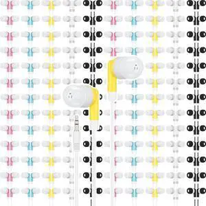 Xuhal 200 Pcs Wired Earphones Bulk Wired Earbuds with 3.5 mm Headphone Plug Multi Color Wired Earbud Headphones for Kids Adults School Classroom Libraries Smartphones Laptop Gym