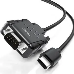 Anwaut 1-Port Industrial USB-C to Serial/RS232 (DB9) Converter Adapter w/ 9 x LEDs (Compatible for Windows 11, macOS 14, U2RS232-C)