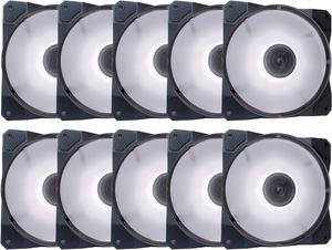 APEVIA CO1012L-WH Cosmos 120mm White LED Ultra Silent Case Fan w/ 16 LEDs & Anti-Vibration Rubber Pads (10 Pk)