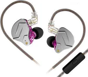 KZ ZSN Pro in ear Monitor, Gaming Earbuds New 1DD 1BA Drivers Hybrid in ear IEM Earphones Noise Cancelling Wired Earbuds Balanced Armature Dynamic Driver Hybrid Wired Headphones (Purple with Mic)