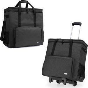 CURMIO Double-Layer Carrying Case for Computer Tower, Rolling Desktop Computer Carrying Case with Wheels for PC Chassis, Keyboard, Cable and Mouse, Headphone