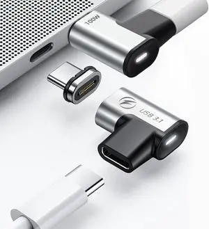 DuHeSin USB C Magnetic Adapter, (2 Pack) Magnetic USB C Adapter, 24Pins USB3.1 10Gbps Data Transfer 4K 60Hz Video PD 100w Charge Compatible with MacBook Pro/Air USB-C Laptop
