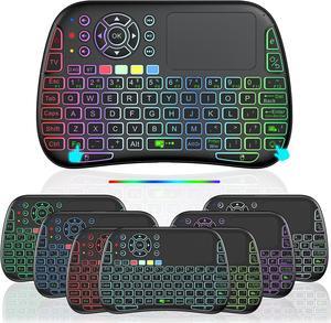 Mini Voice Bluetooth Keyboard, Rechargeable Wireless Keyboard with Touchpad, Backlit Small Keyboard with IR Learning, 2.4G WiFi/BT5.0 Mode Connection for PC, TV Box, iOS, Android, Window, Mac OS