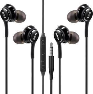 2 Packs Earbuds Stereo Headphones for Samsung Galaxy S10 S10E S10 S8 S8 S9 S9 Note 9 A31 A71 35mm Cable Designed by AKG Wired Earbuds Headphones with Microphone and Volume Buttons Black
