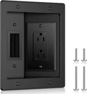 ELECPOW in Wall Cable Management Kit, Hide TV Power Cables & Low Voltage Wires Behind The Wall, Recessed Outlet for Wall Mounting TV-Black