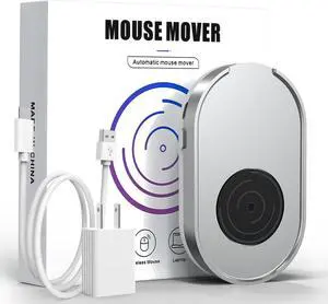 Ergopollo Mouse Jiggler, Undetectable Mouse Mover Device Wiggler Shaker with Drive Free USB Cable and 5V1A Adapter, Moves Mouse Automatically, Keep PC Screen Active, Silver