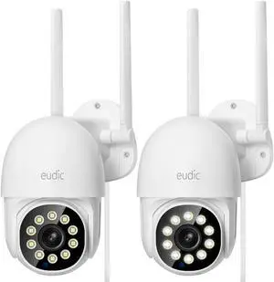 eudic 2K Security Camera Outdoor 2 Pack, 5G/2.4G WiFi,4MP Outdoor Security Cameras Wired, Pan-Tilt 360deg View, Night Vision, Motion Detection, Auto Track, 2 Way Audio