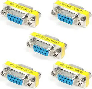 Fielect DB9 VGA Gender Changer 9 Pin Female to Female 2-Row Mini Gender Changer Coupler Adapter Connector for Serial Applications Blue Pack of 20