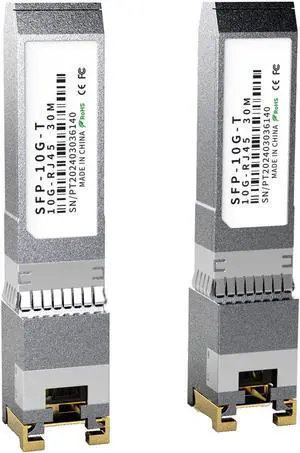 2PCS 10GBASE-T SFP+ RJ45 Copper Transceiver Module, Multi-Rate 1.25G/2.5G/5G/10G up to 30m - Compatible with TP-Link, Cisco SFP-10G-T-S, Ubiquiti UF-RJ45-10G, Netgear, Broadcom, Mikrotik and more