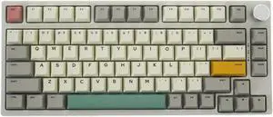 GK GAMAKAY TK75 SE 75% Mechanical Keyboard with Knob Control, Hot Swap RGB Bluetooth 5.0/2.4GHz Wireless/USB-C Wired PBT Cherry Profile 81 Keys Keycaps Gaming Keyboard (White-Outemu Brown Switch)