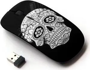 Graphic4You Mexican Sugar Skull (Black) Ergonomic Wireless Mouse with Nano Receiver