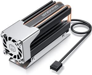 GRAUGEAR M.2 2280 SSD Heatsink, Direct-Touch Heat of Dual Copper Heat Pipes, 25mm Cooling Fan Built-in PWM Control, Aluminum Plate-Fin Design, Thermal Pads incl., 1.34 in Height [G-M2HS03-F]