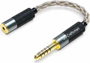 GUCraftsman 4.4mm Balanced Male to 2.5mm Balanced Female Headphone Adapter Cable 6N Single Crystal Silver Headphone Jack Convert Cable for Audio Players with 4.4mm Balanced Ports!