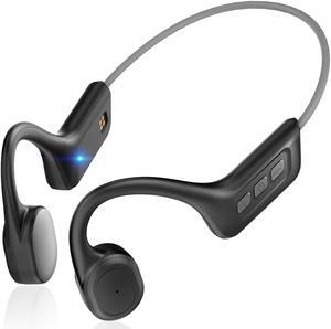 Generic Bone Conduction Headphones with Mic,Bluetooth 5.3 Open Ear Wireless Sports Earbuds for Workouts Running, IPX7 Waterproof Headset, 1.5 Fast Charging 10Hrs Playtime Earphones, Gray