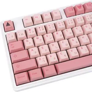 143 Keys Pink Japanese Keycaps, PBT Keycaps Pink Animes Keycaps, Dye-Sublimation Cute Custom Keycaps Cherry Profile Keycaps Sets Cherry MX Switch Keycaps for Mechanical Keyboard