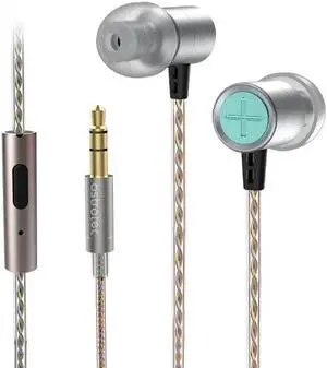 keephifi Astrotec Vesna Wired Earbuds with Microphone Tiny Earbuds in Ear Monitor with LCP Diaphragm Portable Earphones Noise Cancelling Earbuds Neutral Balanced Sound for Sport (Silver with Mic)