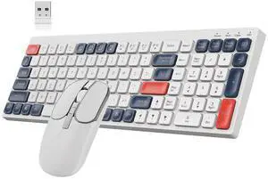 Bluetooth Wireless Keyboard and Mouse Combo Tri-Mode (BT5.1+BT5.1+2.4GHz) Type-C Rechargeable Cordless Keyboard Mouse, Ultra-Thin Full-Size Keyboard and Mouse for Laptop/Mac/iPad/Chromebook Green
