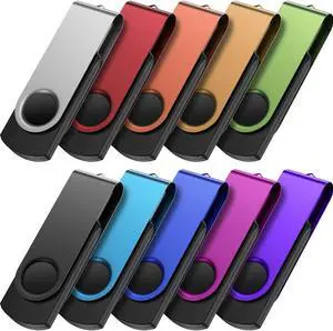 USB Flash Drive 64GB 10 Pack USB 3.0 Thumb Drives Value Kepmem 64 GB Memory Sticks Mixed Colors Pendrive Portable 64 Giga Jump Drive Bulk Swivel 10 Pieces Zip Drives Data Storage and Backup