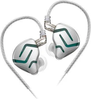 Kinboofi KZ ZES IEM, Noise Isolating in Ear Monitors Earphones, Stereo Wired Headphone with electrostatic Dynamic Hybrid Technology 3.5 mm for Gaming Musician (Silver, No Mic)