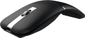 Wireless Arc Mouse, Bluetooth 2.4GHz Dual-Mode Rechargeable, Foldable Wireless Mouse with USB Receiver, 180 Rotation, Silent Click, Suitable for Portable Computers on PC, Laptop, MacBook (Black)
