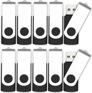 10 X MOSDART 2GB USB2.0 Bulk Flash Drives Small Capacity 360deg Rotation Thumb Drives Jump Drive Memory Stick Zip Drive with Led Indicator,Black - 10pack(Unbranded)