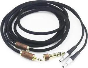 NewFantasia 6N OCC Copper Silver Plated Upgrade Audio Cable Compatible with Sennheiser HD800, HD800S, HD820 Headphones with 3.5mm Male and 6.3mm Adapter Walnut Wood Shell