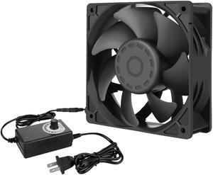 Qirssyn High cfm Computer Fan 120mm x 38mm 110V 220V AC Powered Variable Speed Fan Cooling Components for Receiver Xbox DVR Playstation Mining Rig Case Server Cabinet Grow Tent GPU Workstations