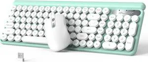 RaceGT Wireless Typewriter Keyboard and Mouse - Wireless Keyboard with Silent Mouse, Cute Retro Keyboard Mouse Combo, 2.4G Cordless USB Computer Keyboard Mouse Set for Windows Laptop/Desktop/PC