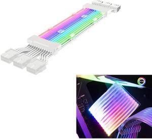 Qustikuri ARGB GPU Power Supply Cable 3 * 8(6+2) Pin RGB PSU Cables Strimer Extension Cable Kit 5V 3Pin Synchronized (White)