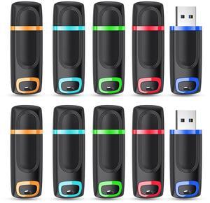 RAOYI 10 Pack 16GB USB 2.0 Flash Drive Thumb Drive Memory Stick Jump Drive Zip Drive for Data Storage and Backup (Mix Colors : Cyan Orange Red Blue Green)