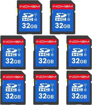 INDMEM SD Card 32GB, 8 Packs Class 10 32GB Flash Memory Card MLC Standard Secure Digital Cards Camera Card