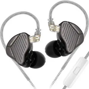 KZ PR1 in-ear Headphones Earbuds, Large Planar Drivers HIFI Wired Earphones/Headsets for Music, KZ IEM Ear buds for Audiphile (Grey, with Microphone)