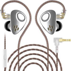 erjigo CCA CXS High Resolution Noise-canceling Headphones Professional Configuration Earphone in-Ear Monitoring Earbuds Portable earpieces Sports and Exercise Headset (Silver, with microphone)