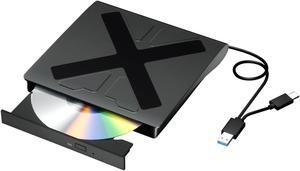 External Blu Ray Drive, USB 3.0 and Type-C Blu Ray Burner Portable Blu Ray DVD/CD/BD Player, 3D Optical Bluray Drive Compatible with Windows XP/7/8/10/11 Macos for Macbook Laptop Desktop