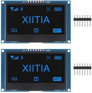 XIITIA 2pcs 2.42 inch 128x64 OLED LCD Display Module SSD1309 7 Pin SPI/IIC I2C Serial Interface for Arduino UNO R3 (Blue Light)