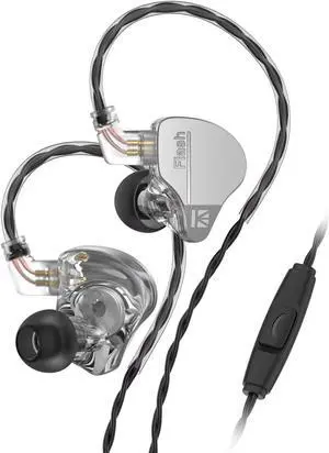 YINYOO KBEAR Flash Wired Earbuds, Gaming Earbuds, 3.5mm Plug in Ear Headphones, 1DD 1BA Hybrid in Ear Monitors, IEM Earphones with Tangle-Free Cable for Laptop PC Computer (with mic, Gray)