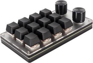 Yoidesu One Handed Macro Mechanical Keyboard, Portable Mini Gaming Keypad Fully Programmable Keys Red Switches, DIY Programmable Shortcut Custom USB Mini Keypad for Desktop PC (12 Keys)