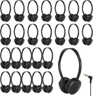 ZHENWAY Kids Headphones Bulk 24 Pack for Classroom School, Durable Wholesale Wired Headphones for Kids Student Boys Girls Adults (003 Headphones)
