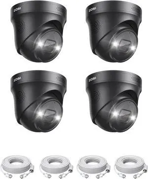ZOSI 4PK 4K PoE Add On Cameras with Ethernet Cables,8MP Dome Security IP Camera Outdoor Indoor,Person Vehicle Detection,Night Vision,Sound & Light Alarm,2-Way Audio,Only Work ZOSI 4K PoE NVR